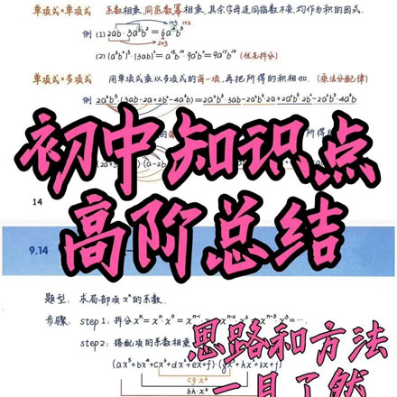整个初中数学知识点高阶总结笔记 【全国通用，不分版本】