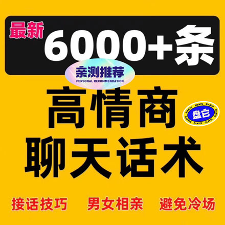 超6000条高情商聊天话术，接话技巧秘籍，相亲追女生教程，恋爱宝典，口才训练课程